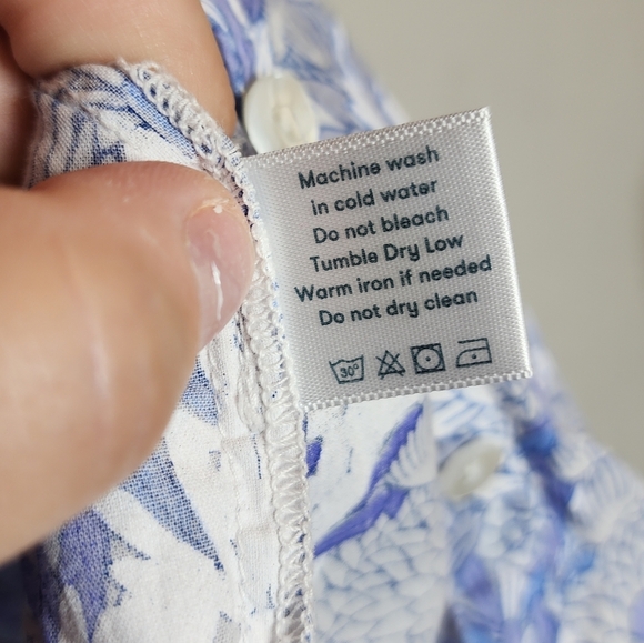 Roller Rabbit Button Front Long Sleeve Cotton  shirt blue white purple Small - Picture 10 of 15